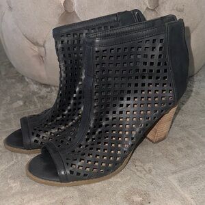 Black Peep-Toe Ankle Boots